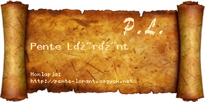 Pente Lóránt névjegykártya